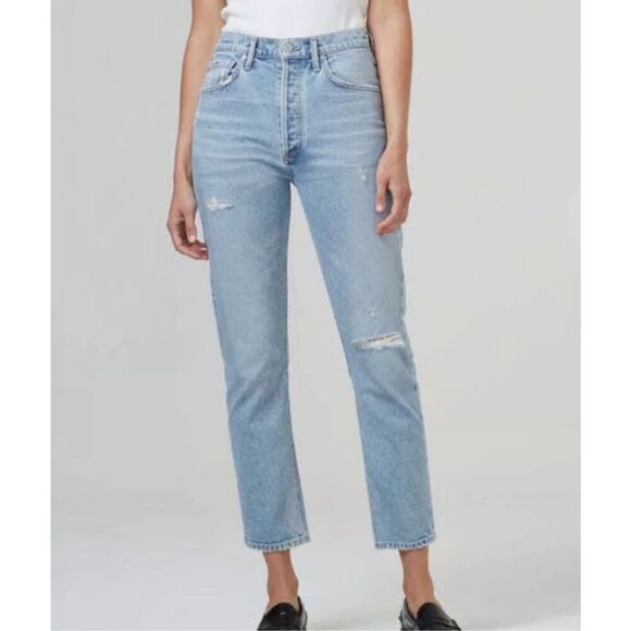 NWT Citizens of Humanity Jolene Womens 31 Bluejay High Rise Straight Distressed - Picture 1 of 16